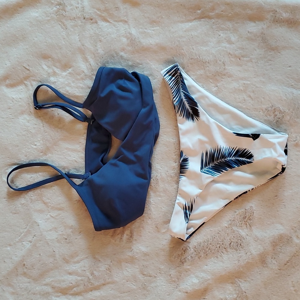 Shein 2 piece swim suit, cross front, size small